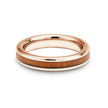 Load image into Gallery viewer, Ancient Kauri Thin Tungsten Ring - Rose Gold - Komo Kauri - Woodsman Jewelry