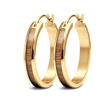 Load image into Gallery viewer, Gum Burl Hoop Earrings - Yellow Gold - Tyalla - Woodsman Jewelry