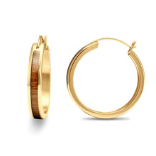 Load image into Gallery viewer, Gum Burl Hoop Earrings - Yellow Gold - Tyalla - Woodsman Jewelry