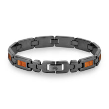 Load image into Gallery viewer, Gum Burl Men's Link Bracelet - Gunmetal - Tyalla - Woodsman Jewelry