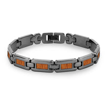 Load image into Gallery viewer, Gum Burl Men's Link Bracelet - Gunmetal - Tyalla - Woodsman Jewelry