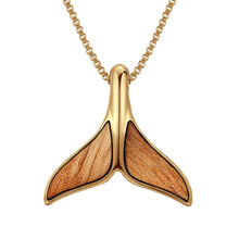 Load image into Gallery viewer, Gum Burl Whale Tail Necklace - Yellow Gold - Tyalla - Woodsman Jewelry