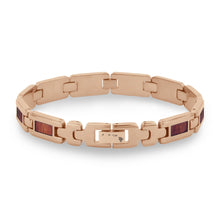 Load image into Gallery viewer, Hawaiian Koa Wood Men's Link Bracelet - Rose Gold - Komo Koa - Woodsman Jewelry