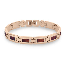 Load image into Gallery viewer, Hawaiian Koa Wood Men's Link Bracelet - Rose Gold - Komo Koa - Woodsman Jewelry