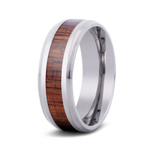 Load image into Gallery viewer, Hawaiian Koa Wood Titanium Ring - Cove - Komo Koa - Woodsman Jewelry
