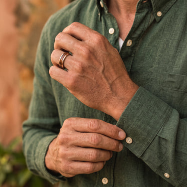 Hawaiian Koa Wood Tungsten Ring - Classic Rose Gold