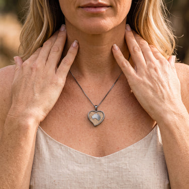Gum Burl Heart Necklace - Gunmetal