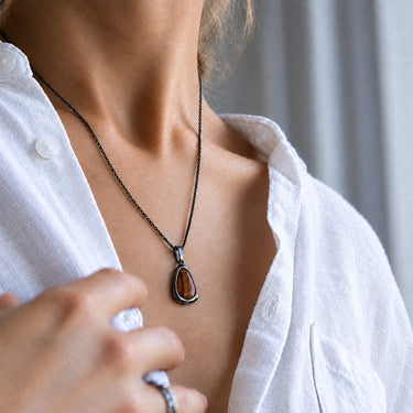 Jarrah Drop Necklace - Gunmetal