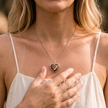 Ancient Kauri Heart Necklace - Rose Gold