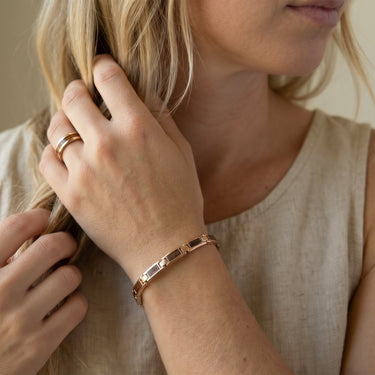 Hawaiian Koa Wood Ladies Link Bracelet - Rose Gold