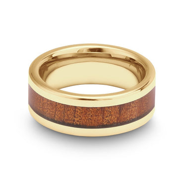 Ancient Kauri Classic Tungsten Ring - Yellow Gold - Komo Kauri - Woodsman Jewelry