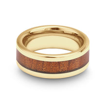 Load image into Gallery viewer, Ancient Kauri Classic Tungsten Ring - Yellow Gold - Komo Kauri - Woodsman Jewelry
