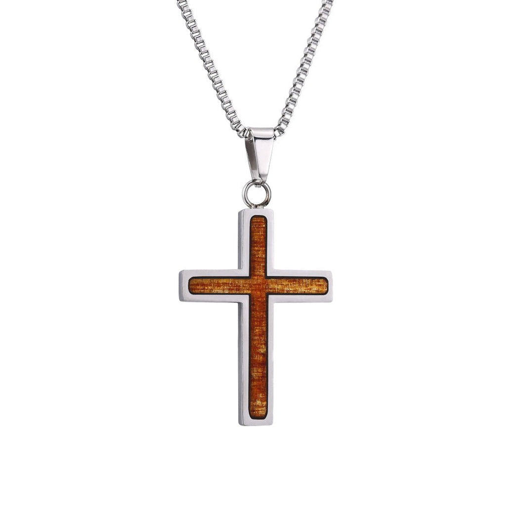 Steel Cross Pendant with Walnut Wood Inlay, with Black Wheat | Morin  Jewelers | Southbridge, MA