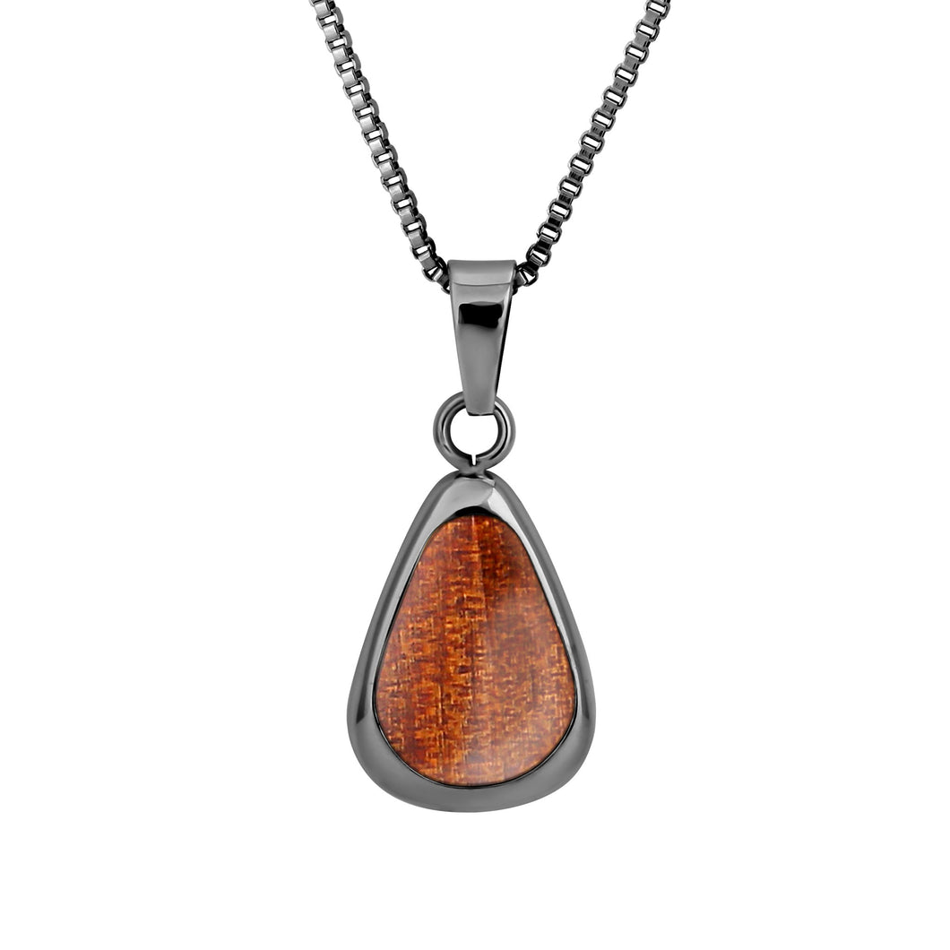 Ancient Kauri Drop Necklace - Gunmetal - Komo Kauri - Woodsman Jewelry