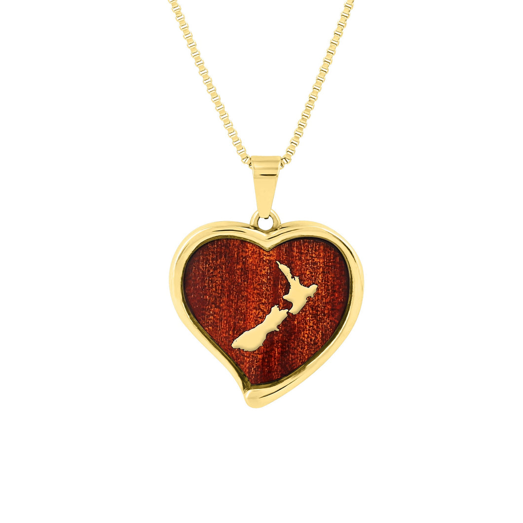 Ancient Kauri Heart Necklace - Yellow Gold - Komo Kauri - Woodsman Jewelry