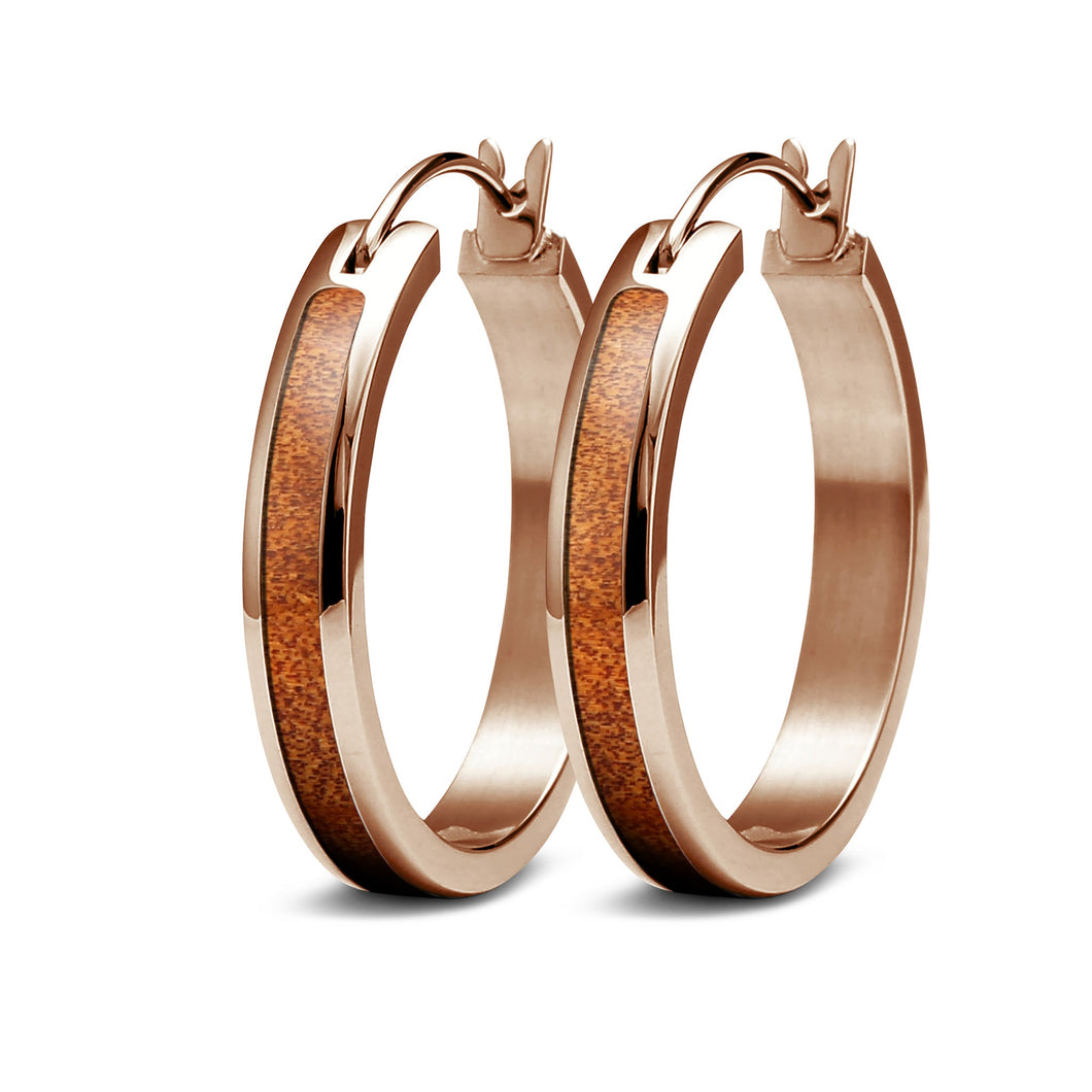 Ancient Kauri Hoop Earrings - Rose Gold - Komo Kauri - Woodsman Jewelry