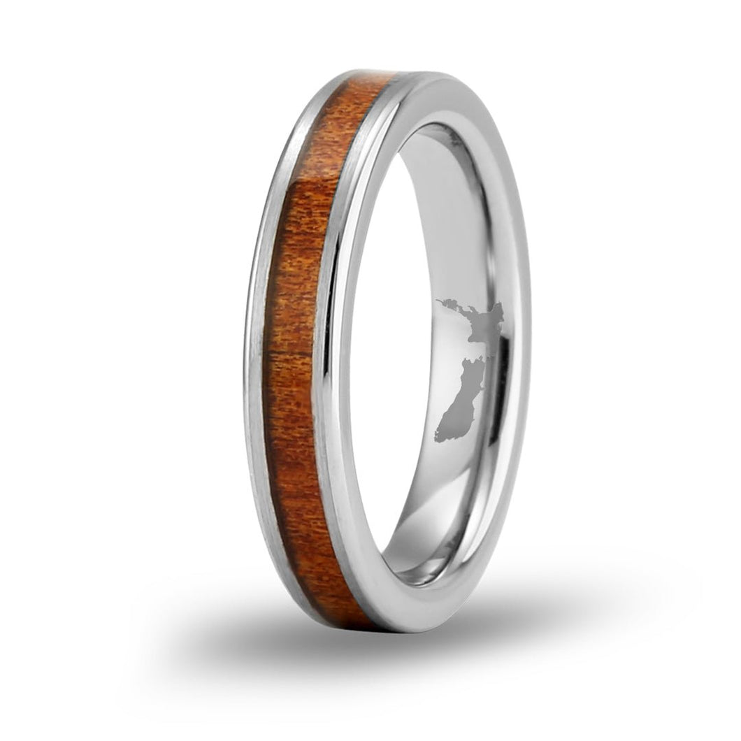 Ancient Kauri Thin Tungsten Ring - Brushed - Komo Kauri - Woodsman Jewelry