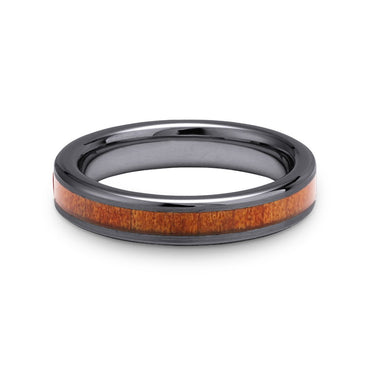 Ancient Kauri Thin Tungsten Ring - Gunmetal Brushed - Komo Kauri - Woodsman Jewelry