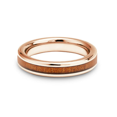 Ancient Kauri Thin Tungsten Ring - Rose Gold - Komo Kauri - Woodsman Jewelry