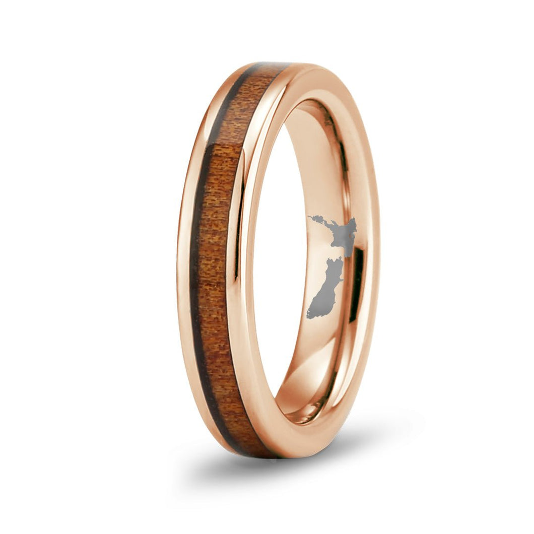 Ancient Kauri Thin Tungsten Ring - Rose Gold - Komo Kauri - Woodsman Jewelry