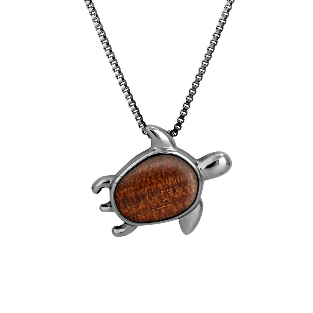 Ancient Kauri Turtle Necklace - Gunmetal - Komo Kauri - Woodsman Jewelry