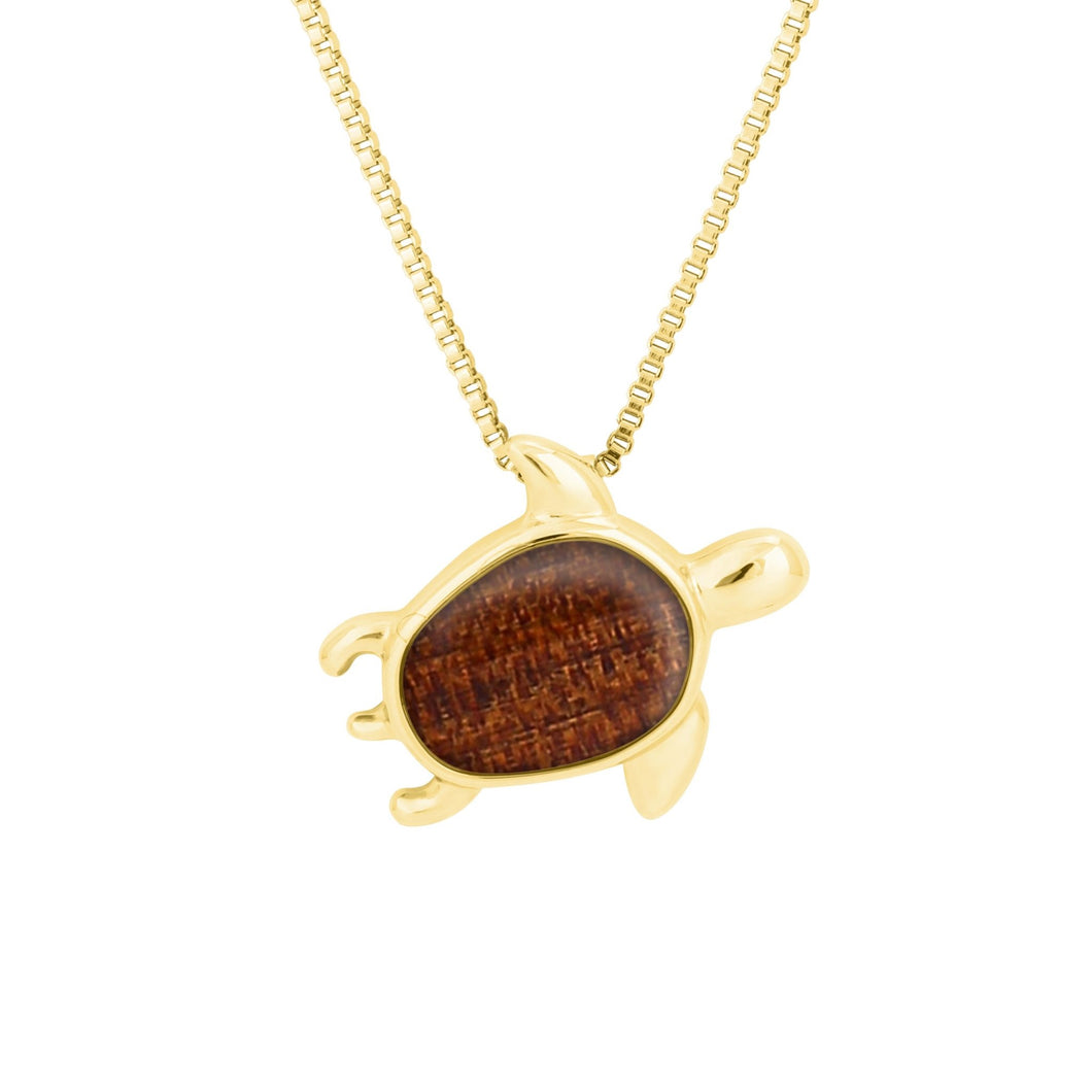 Ancient Kauri Turtle Necklace - Yellow Gold - Komo Kauri - Woodsman Jewelry