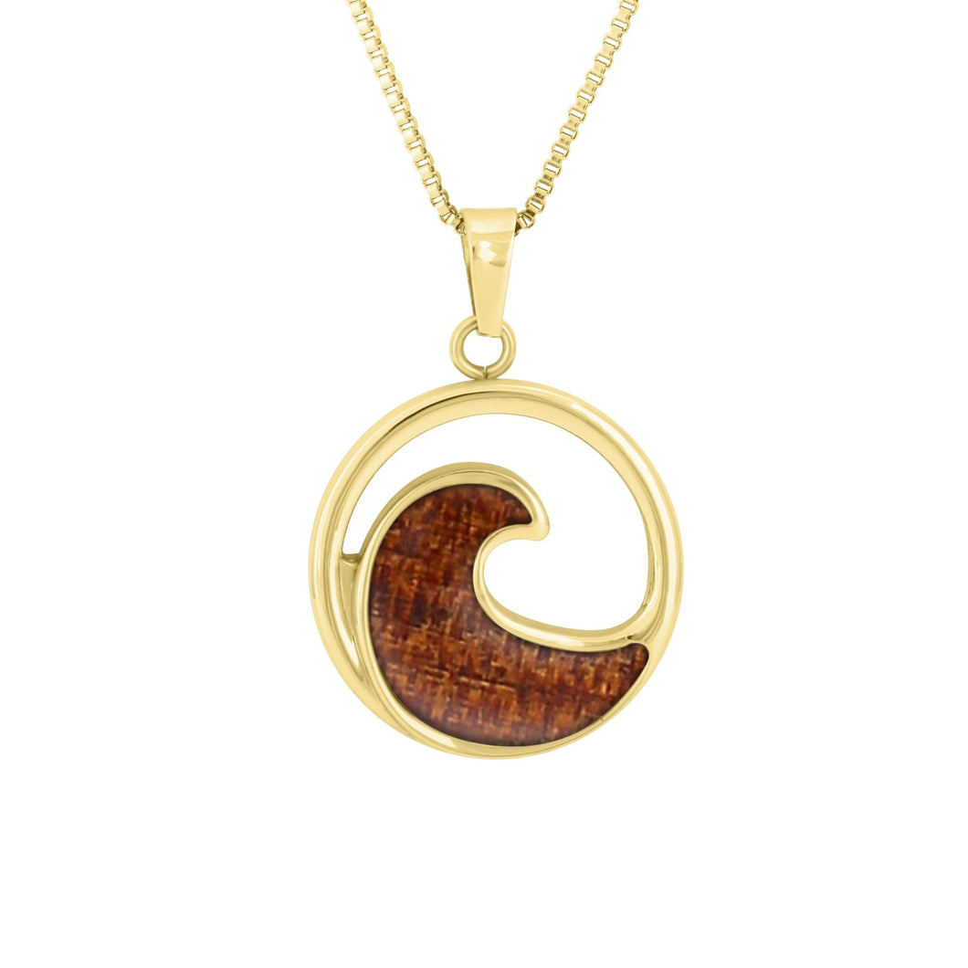 Ancient Kauri Wave Necklace - Yellow Gold - Komo Kauri - Woodsman Jewelry