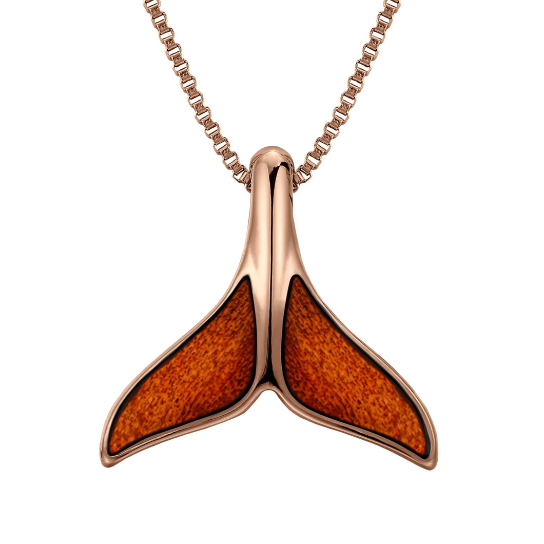 Ancient Kauri Whale Tail Necklace - Rose Gold - Komo Kauri - Woodsman Jewelry
