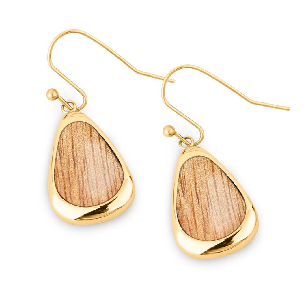 Gum Burl Drop Earrings - Yellow Gold - Tyalla - Woodsman Jewelry