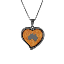 Load image into Gallery viewer, Gum Burl Heart Necklace - Gunmetal - Tyalla - Woodsman Jewelry
