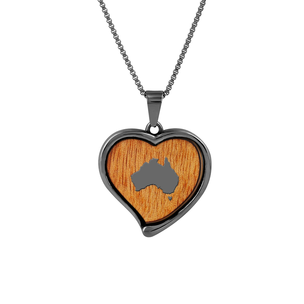 Gum Burl Heart Necklace - Gunmetal - Tyalla - Woodsman Jewelry