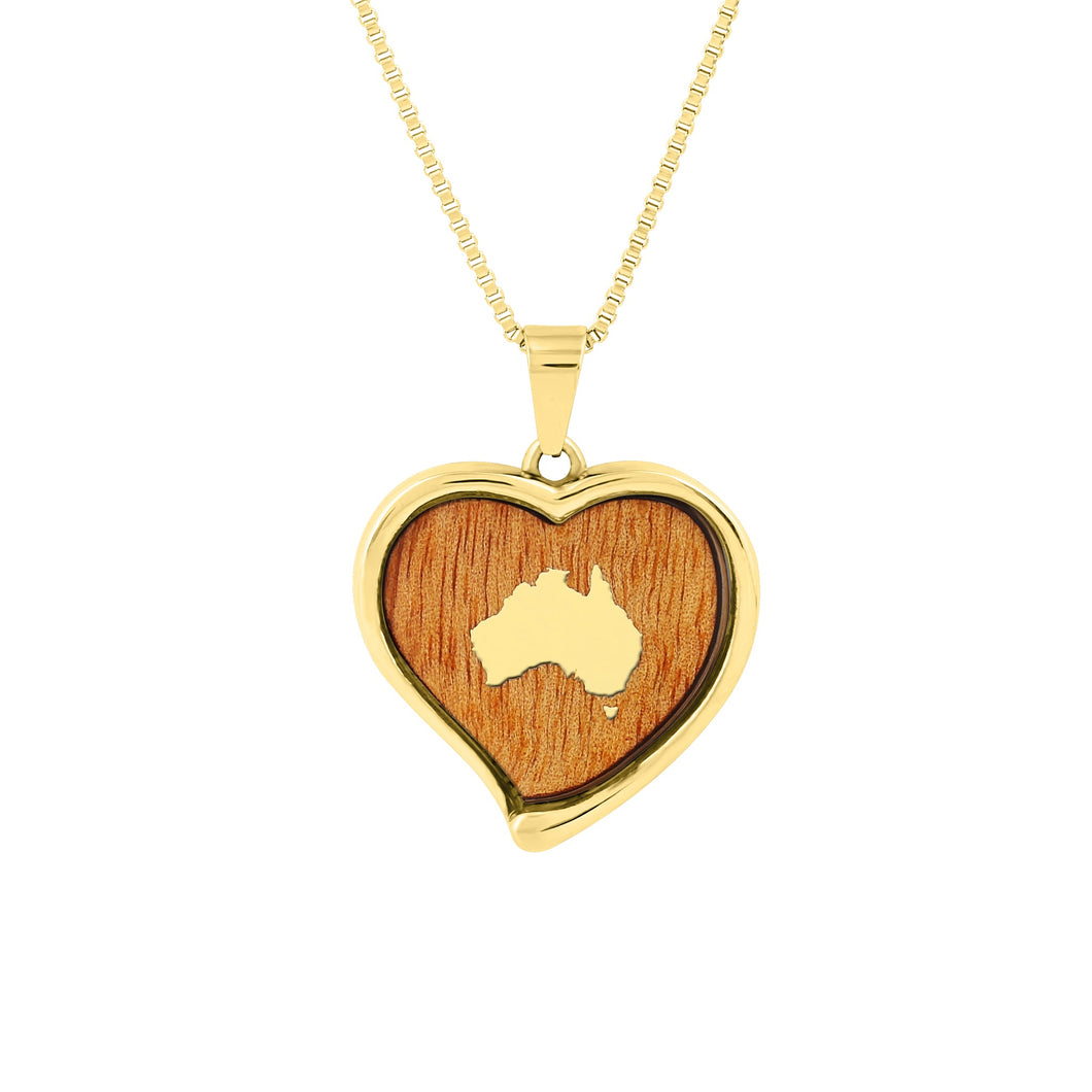 Gum Burl Heart Necklace - Yellow Gold - Tyalla - Woodsman Jewelry