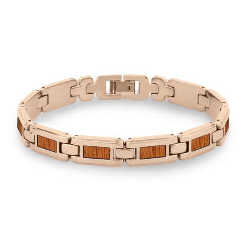 Gum Burl Men's Link Bracelet - Rose Gold - Tyalla - Woodsman Jewelry