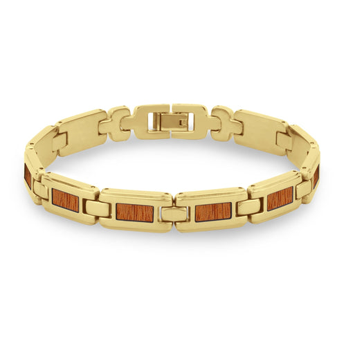 Gum Burl Men's Link Bracelet - Yellow Gold - Tyalla - Woodsman Jewelry