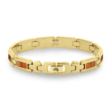 Gum Burl Men's Link Bracelet - Yellow Gold - Tyalla - Woodsman Jewelry