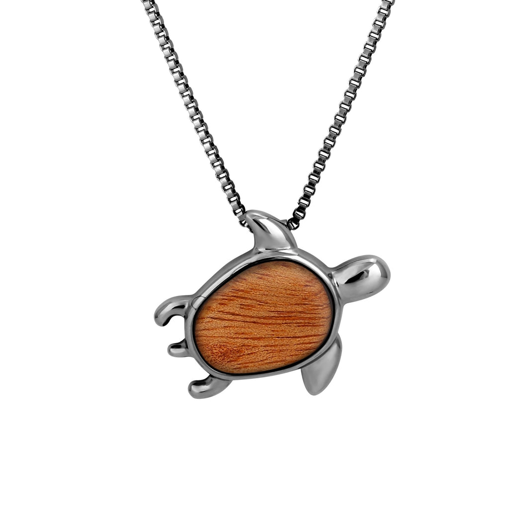 Gum Burl Turtle Necklace - Gunmetal - Tyalla - Woodsman Jewelry
