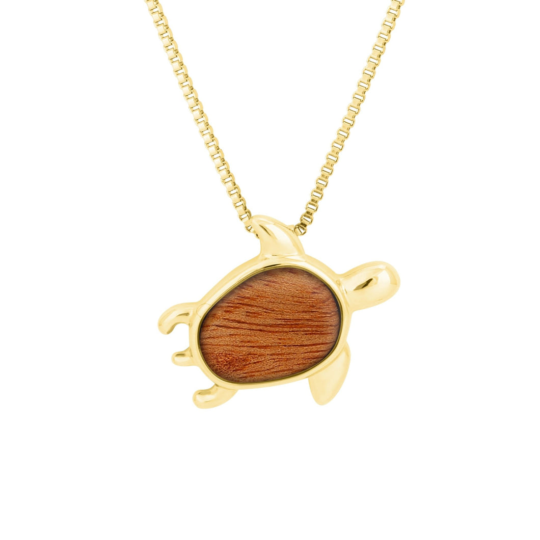 Gum Burl Turtle Necklace - Yellow Gold - Tyalla - Woodsman Jewelry