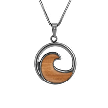 Load image into Gallery viewer, Gum Burl Wave Necklace - Gunmetal - Tyalla - Woodsman Jewelry

