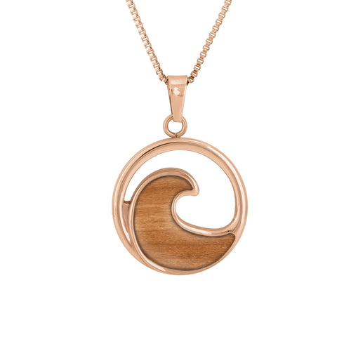 Gum Burl Wave Necklace - Rose Gold - Tyalla - Woodsman Jewelry