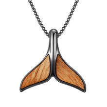 Load image into Gallery viewer, Gum Burl Whale Tail Necklace - Gunmetal - Tyalla - Woodsman Jewelry
