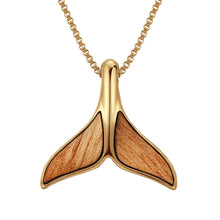 Load image into Gallery viewer, Gum Burl Whale Tail Necklace - Yellow Gold - Tyalla - Woodsman Jewelry
