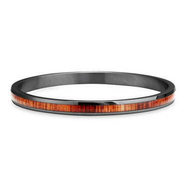 Hawaiian Koa Wood Bangle Bracelet - Gunmetal - Komo Koa - Woodsman Jewelry
