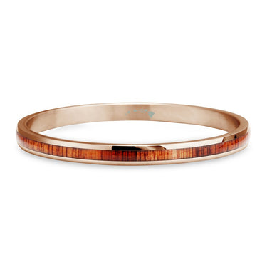 Hawaiian Koa Wood Bangle Bracelet - Rose Gold - Komo Koa - Woodsman Jewelry