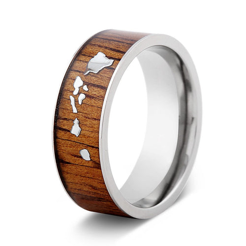 Hawaiian Koa Wood Island Ring - Komo Koa - Woodsman Jewelry