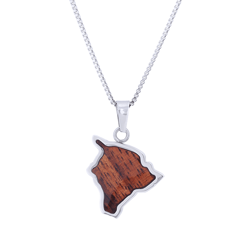 Hawaiian Koa Wood Necklace - Big Island - Komo Koa - Woodsman Jewelry
