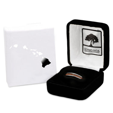 Hawaiian Koa Wood Thin Tungsten Ring - Komo Koa - Woodsman Jewelry