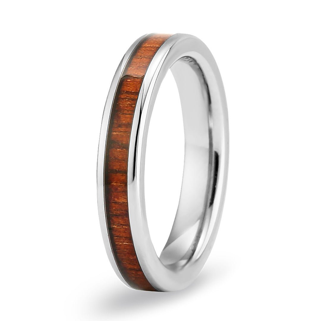 Hawaiian Koa Wood Thin Tungsten Ring Woodsman