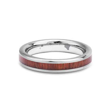 Hawaiian Koa Wood Thin Tungsten Ring - Brushed - Komo Koa - Woodsman Jewelry