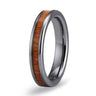 Hawaiian Koa Wood Thin Tungsten Ring - Gunmetal - Komo Koa - Woodsman Jewelry