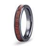 Hawaiian Koa Wood Thin Tungsten Ring - Gunmetal Brushed - Komo Koa - Woodsman Jewelry